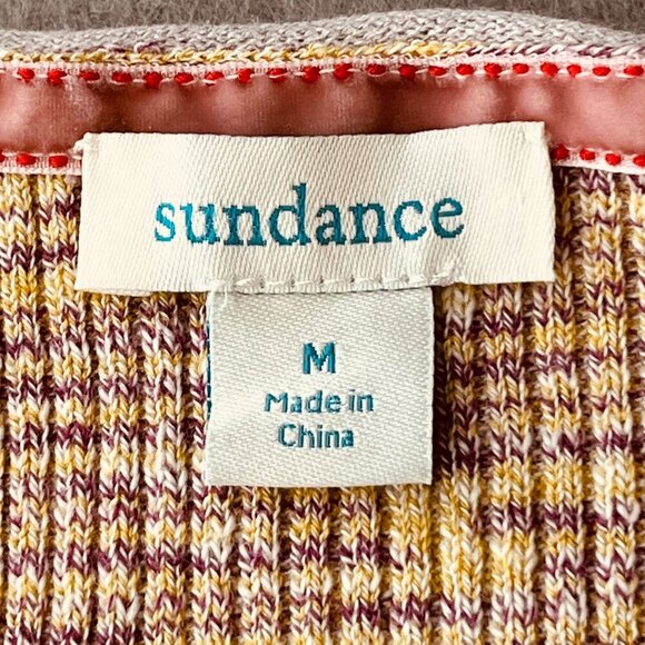 Sundance Fitted Sweater Size M Marled Yellow Purple Half Sleeve Scoop Neck - Picture 7 of 8